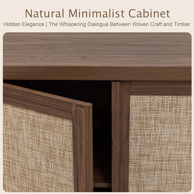 Yechen 67" Tall Kitchen Pantry Cabinet, Rattan Storage Cabinet - Image 7