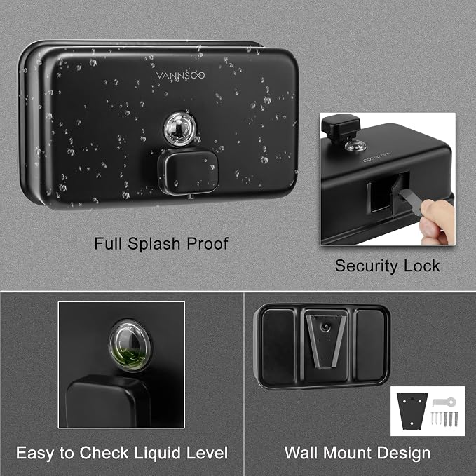 Wall Mounted Hand Soap Dispenser Bathroom, 1200ml 40oz Commercial Stainless - Image 6