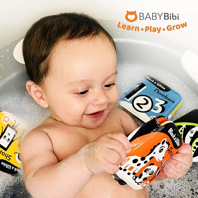 Floating Baby Bath Books – High Contrast Black and White Waterproof Bath Books - Image 6