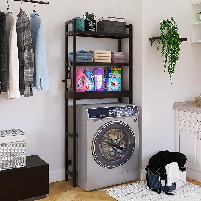 SMIBUY Bathroom Storage Shelf, Bamboo Over-The-Toilet Organizer Rack, - Image 4