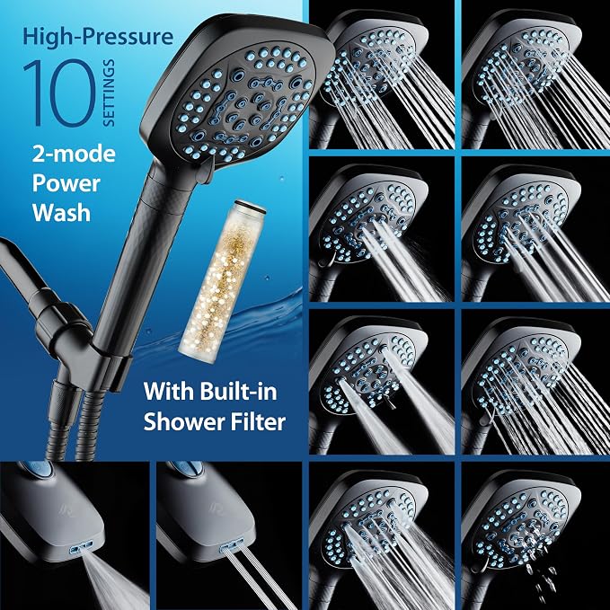 AquaCare 4X High Pressure 10 Spray Mode Filtered Showerhead - Image 4