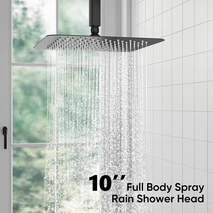 ESNBIA Shower System Black, All Metal Ceiling Shower Faucet Set - Image 4