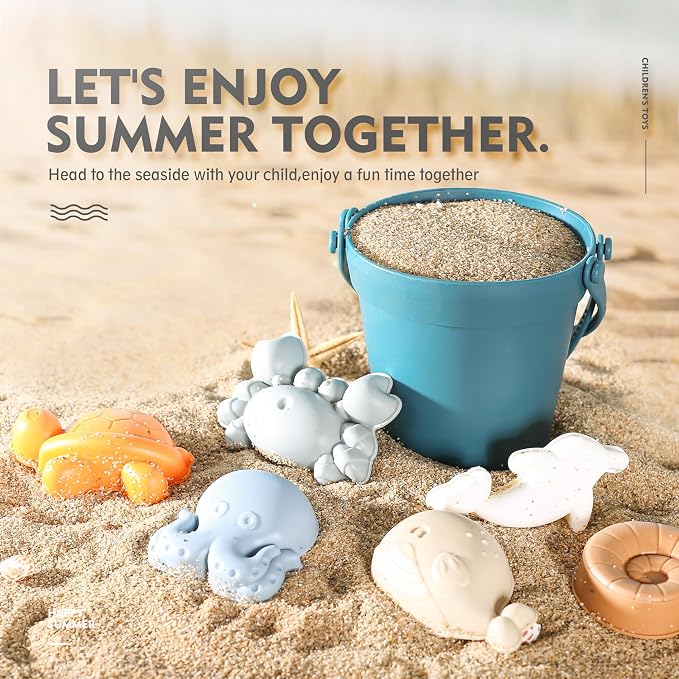 MarcZero 11Pcs Silicone Beach Toys, Modern Baby Beach Toys, Travel Friendly - Image 3