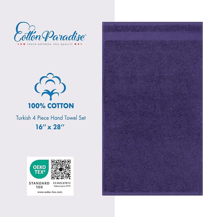 Cotton Paradise Hand Towels for Bathroom, 100% Cotton Turkish 4 Piece Hand - Image 5