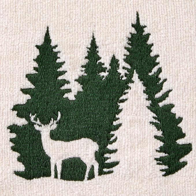 SKL Home Christmas/Winter Deer Spruce 100% Cotton Embroidered 2pc Hand Towel Set - Image 5