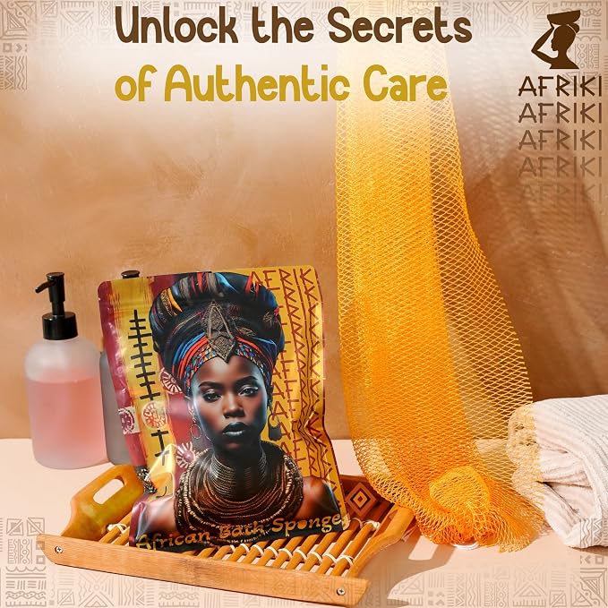 AFRIKI African Net Sponge – Exfoliating Body Scrubber, All Skin Types | 45 in - Image 4