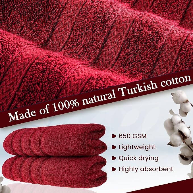 HALLEY Turkish 2 Pack Premium Bath Towels 650 GSM Highly Absorbent Super Soft - Image 2