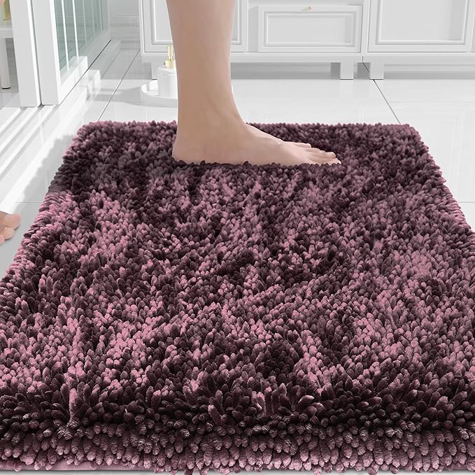 Yimobra Chenille Bathroom Rugs Non Slip, Extra Thick Soft Absorbent Bath Rug by Yimobra