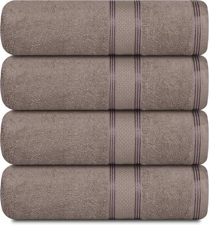 Casa Lino Brown Bath Towels Set of 4 by CASALINO