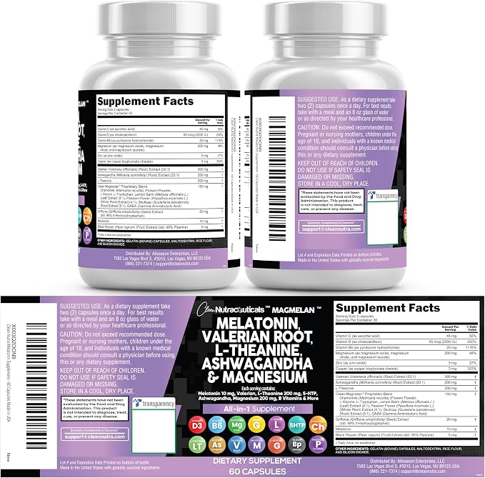 Clean Nutraceuticals Melatonin 10mg Valerian Root L Theanine 200mg Ashwagandha - Image 8