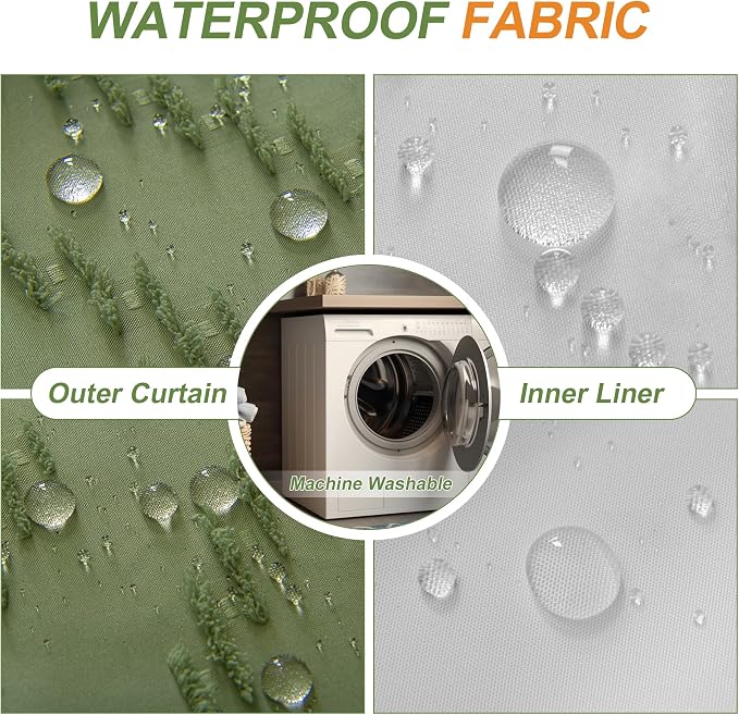 No Hooks Stall Fabric Shower Curtain - Image 4