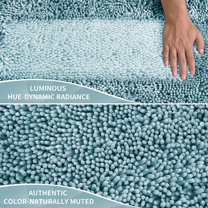 Yimobra Chenille Bathroom Rugs Non Slip, Extra Thick Soft Absorbent Bath Rug - Image 3