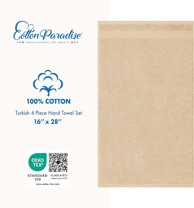 Cotton Paradise Hand Towels for Bathroom, 100% Cotton Turkish 4 Piece Hand - Image 5