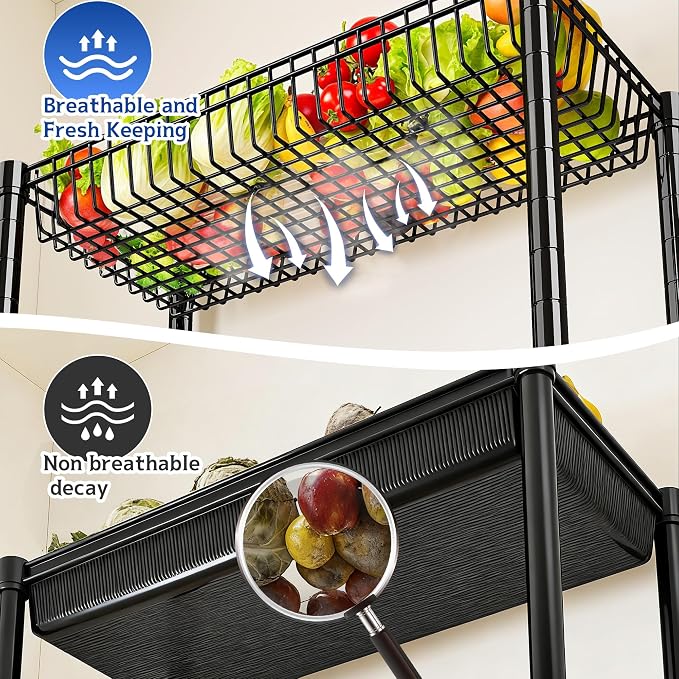 7 Tier Wire Shelving with Wheels 72" H Adjustable Basket Shelf Storage Shelves - Image 6
