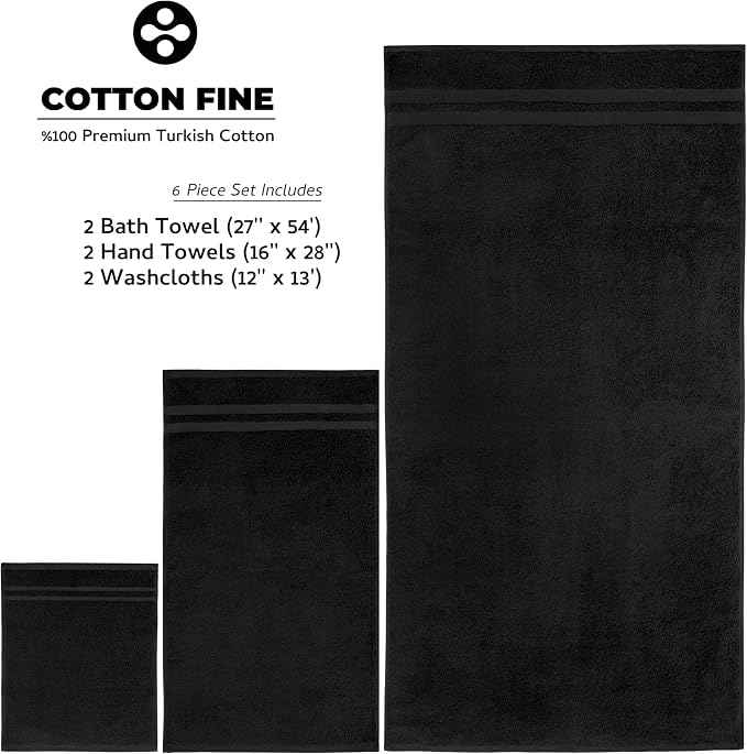 Premium 6 Piece Towel Set, 2 Bath Towel, 2 Hand Towels, 2 Washcloths, 100% - Image 5