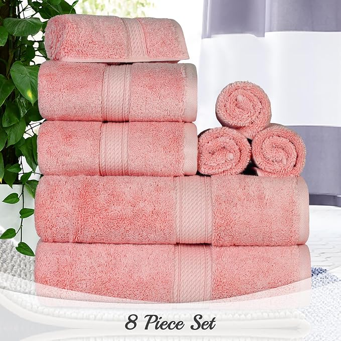 Superior Egyptian Cotton Pile 8 Piece Towel Set, Includes 2 Bath, 2 Hand - Image 3