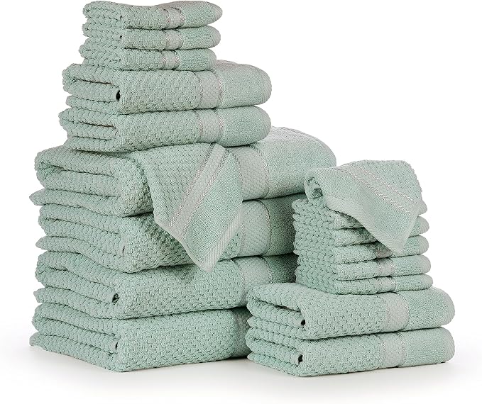 Ample Decor Bathroom Towel Set of 18-4 Bath Towel, 4 Hand Towel, 10 Wash Cloths by AmpleDecor