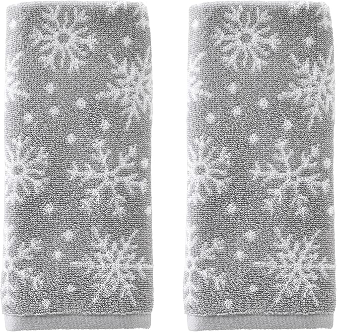 SKL Home Winter/Christmas Scattered Snowflakes Hand Towel 2pc Set by SKLHomebySaturdayKnightLtd
