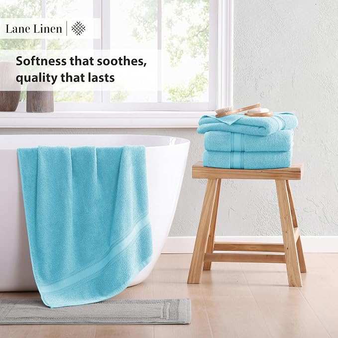 LANE LINEN Luxury Towel Set for Bathroom – 12-Pack 100% Cotton, Zero Twist - Image 4