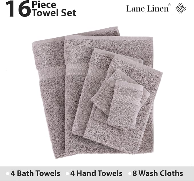 LANE LINEN 100% Mercerized Cotton Bathroom Towel Set - Image 4