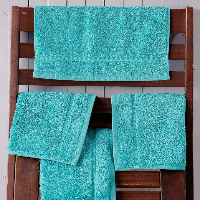 Teal Turquoise Washcloth Linen Set Premium Original Turkish Cotton, Hotel - Image 4