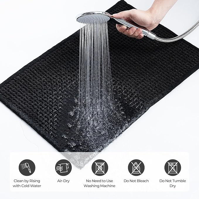 GRANNY SAYS Black Bathroom Rugs, Absorbent Bath Mats 16" x 24", Soft Chenille - Image 7