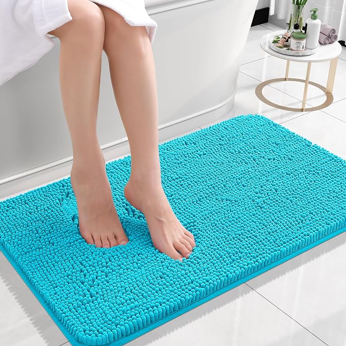 OLANLY Bathroom Rugs 24x16, Extra Soft Absorbent Chenille Bath Rugs, Rubber by OLANLY