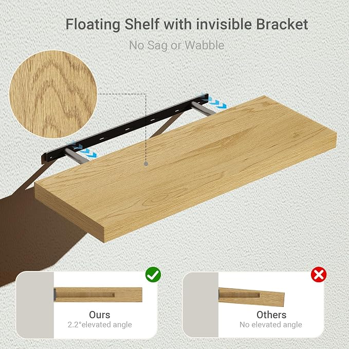 Vivelove Floating Shelves 24 inchs Long, Bathroom Shelves Over Toilet 9.1” Deep - Image 3