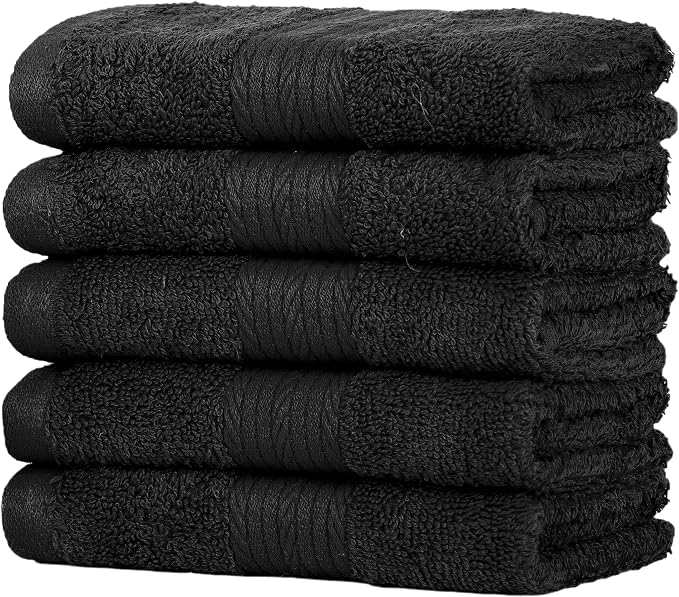 Ample Decor Washcloths Pack of 5 12 X 12 Inch 100% Cotton 600 GSM, Soft - Image 4