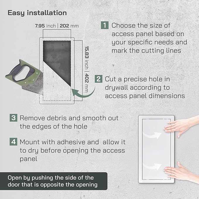 Vent Systems White ABS Plastic Access Panel 8 x 16 Inch - Image 3
