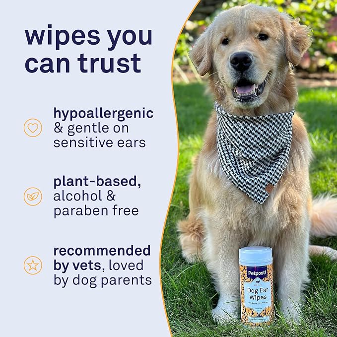 Petpost Large Dog Ear Cleaner Wipes | Ultra Soft XL Cotton Pads in Coconut Oil - Image 4