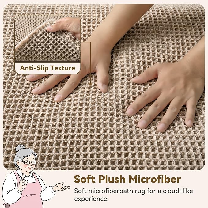 GRANNY SAYS Waffle Bath Mat 16" x 24", Boho Bathroom Rugs Non Slip Washable - Image 4