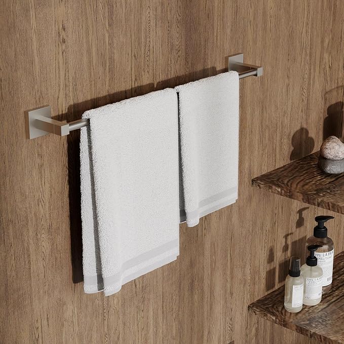 RUACQ Adjustable Towel Bar 13.8 to 24 inch, Square Base Single Towel Racks - Image 3