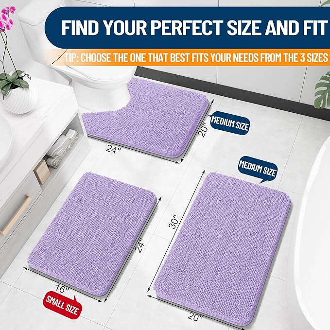 OLANLY Bathroom Rugs 30x20, Extra Soft Absorbent Chenille Bath Rugs, Rubber - Image 2