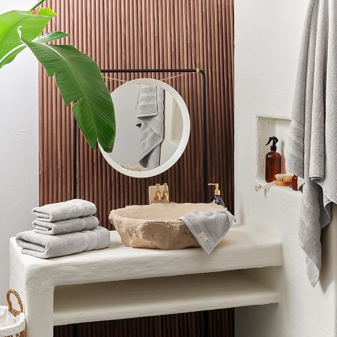 SOFE H&L | Olea Luxury Turkish Cotton Bath Towels Set of 4 : 4 Wash Cloths Cool - Image 2
