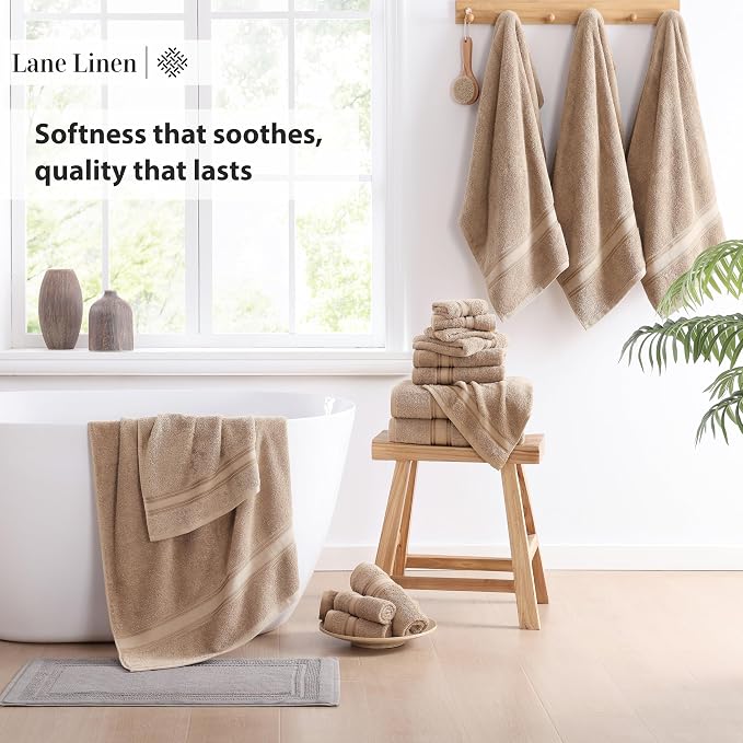 LANE LINEN Towel Set for Bathroom – 18-Pack 100% Cotton, Zero Twist, Includes 6 - Image 4
