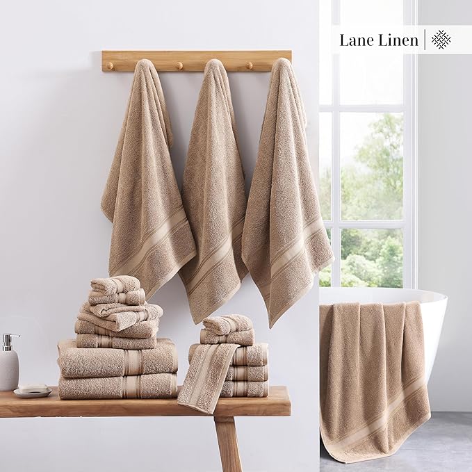 LANE LINEN Towel Set for Bathroom – 18-Pack 100% Cotton, Zero Twist, Includes 6 - Image 5