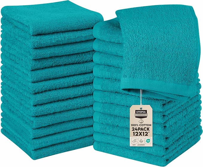 Utopia Towels 24 Pack Cotton Washcloths Set, 100% Ring Spun Cotton, Highly by UTOPIATOWELS