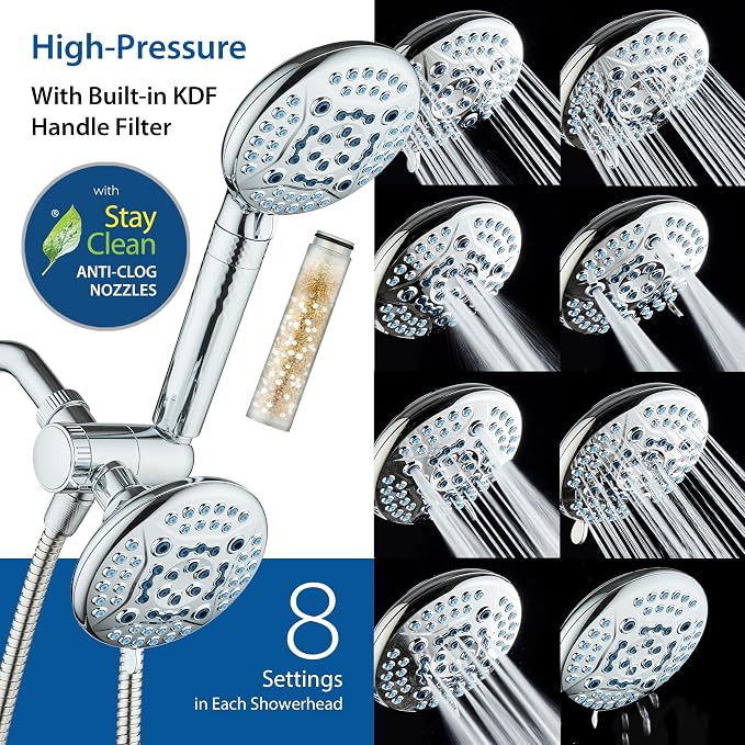 AquaCare High Pressure 6-way Dual Shower Head Combo - Image 4