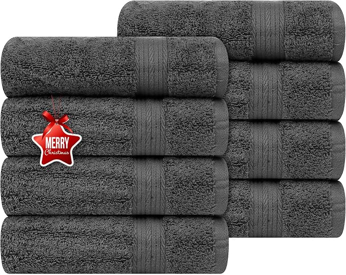 Ample Decor Hand Towel 18 X 28 Inch Pack of 8 600 GSM 100% Cotton, Oeko Tex by AmpleDecor