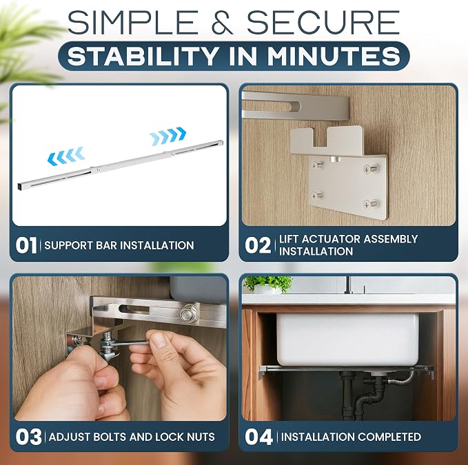 Undermount Sink Brackets Heavy Duty 880 lbs Adjustable Stainless Steel Sink - Image 7
