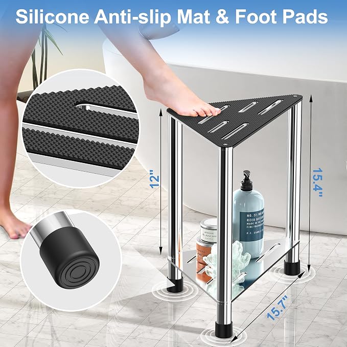 Stainless Steel Large Shower Stool - Image 2