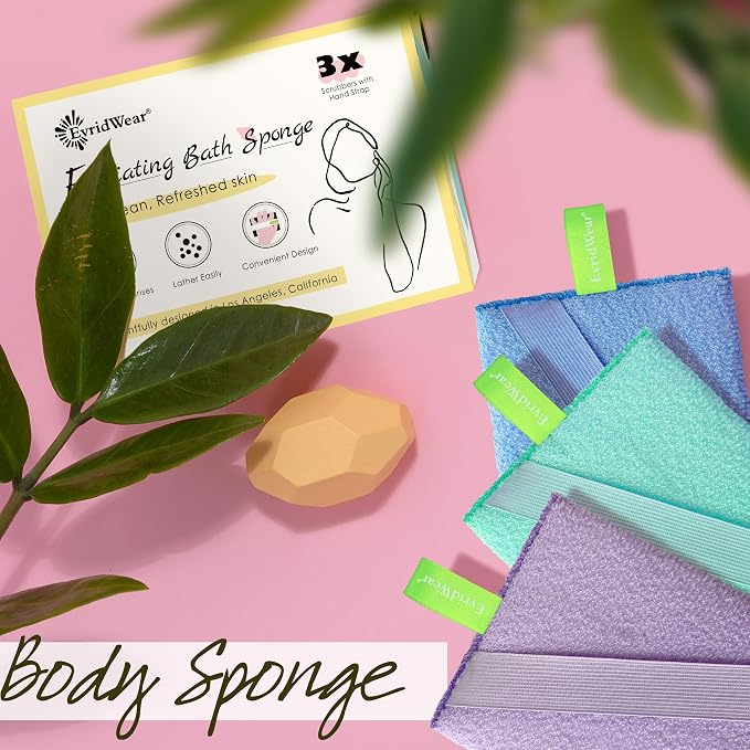 Evridwear Exfoliating Bath Sponge, Daily Skincare Body Scrubbers Loofah Shower - Image 9