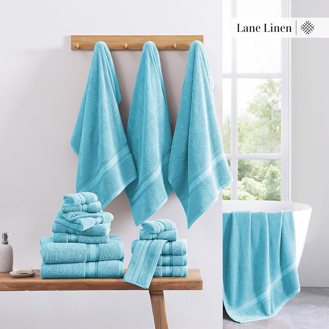 LANE LINEN Luxury Towel Set for Bathroom – 12-Pack 100% Cotton, Zero Twist - Image 5