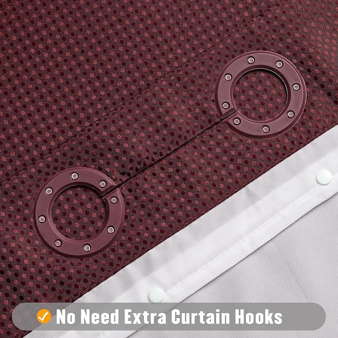 MitoVilla Burgundy Waffle Small Stall Shower Curtain Liner Set 36 x 74 - Image 4