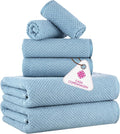 CASA COPENHAGEN Popcorn 6 Pieces Towel Set- Dusty Blue, 600 GSM 2 Bath Towel 2 by CASACOPENHAGEN