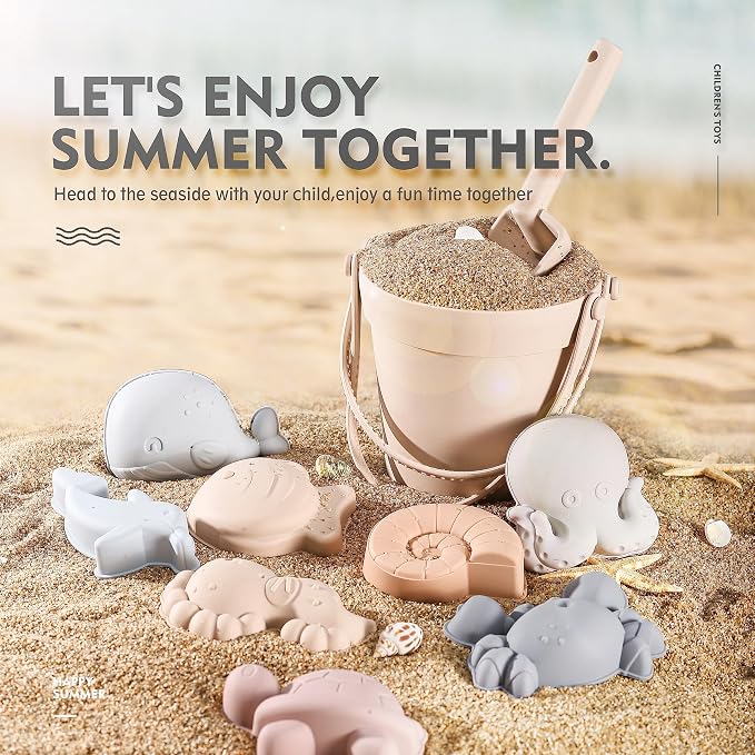MarcZero 11Pcs Silicone Beach Toys, Modern Baby Beach Toys, Travel Friendly - Image 4