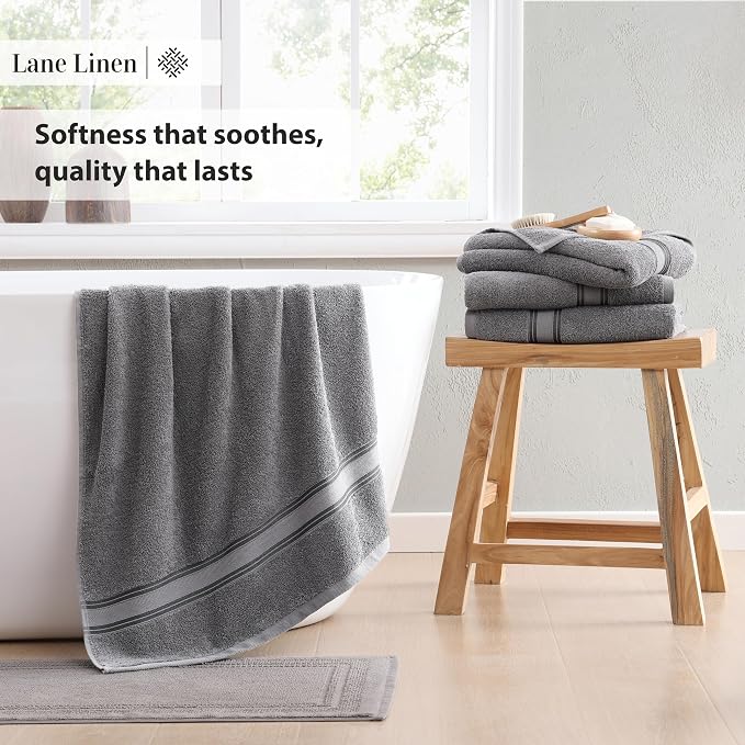 LANE LINEN Towel Set of 12 – 100% Mercerized Cotton, Zero Twist, 4 Large Bath - Image 4