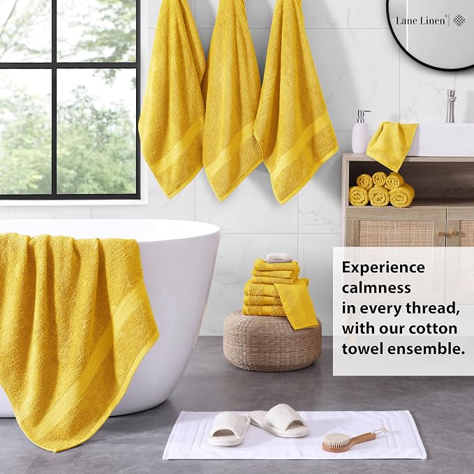 LANE LINEN 100% Cotton Turkish Bath Towel Set, 8 Washcloths, 6 Hand Towels - Image 3