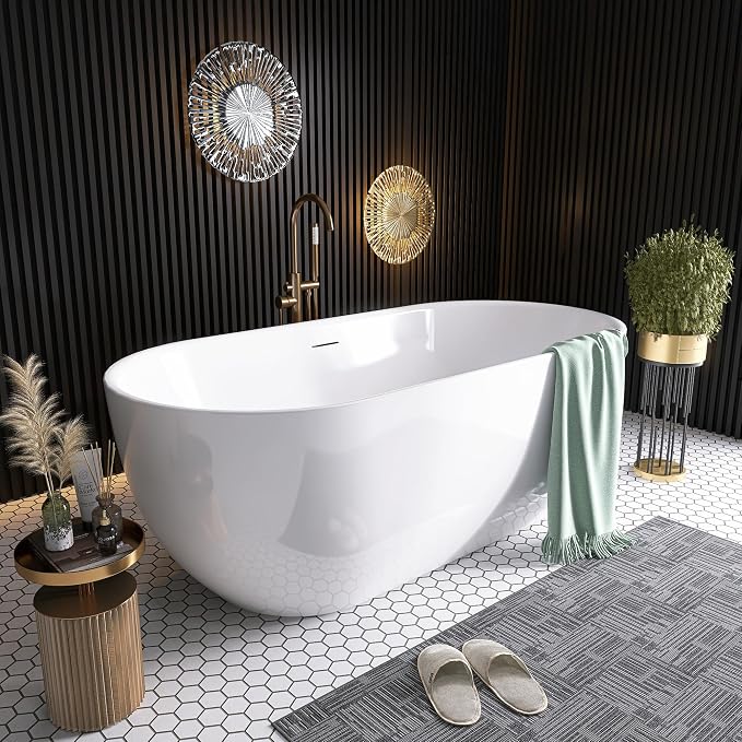 59" Free Standing Tub, Pure Acrylic Freestanding Bathtub, Stylish Stand Alone by Sylonwill
